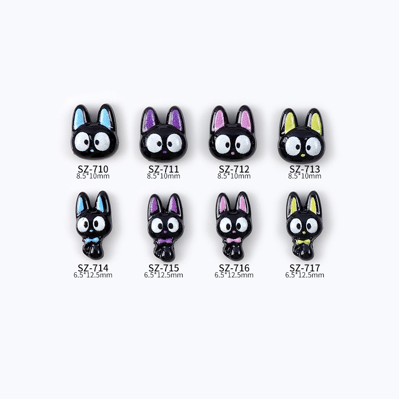 Pet Supplies In Bulk - 樹脂製ハロウィーン漫画,かわいいペット,小さな黒い猫,頭蓋骨,3D,DIY,電話ケースアクセサリー,ネイルアート,チャームデコレーション,10個