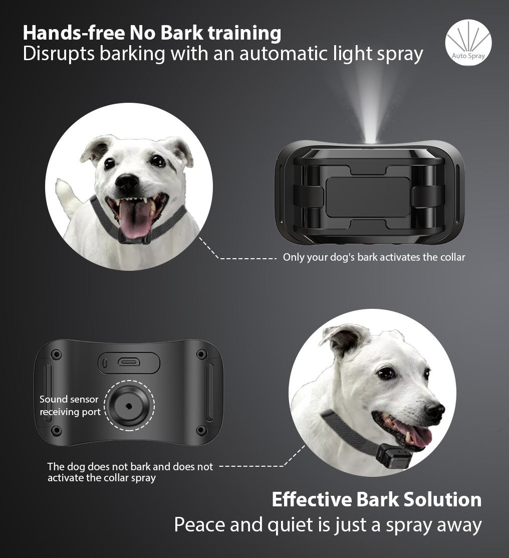 スプレー式無駄吠え防止首輪 自動訓練 充電式 防水 ショック - Pet Cologne Spray のレビューと価格