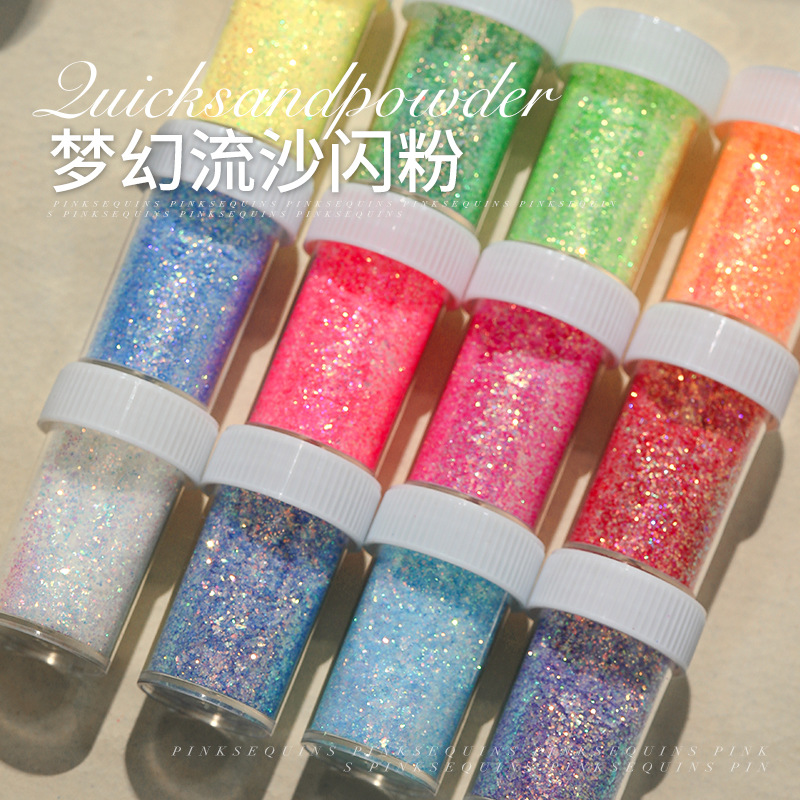 着色された虹色のネイルパウダー,キラキラの装飾,マニキュアア - Pet Supplies In Bulk のレビューと価格